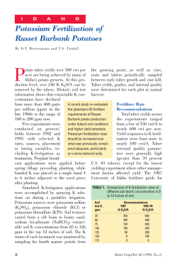 Potassium Fertilization of Russet Burbank Potatoes (Idaho)
