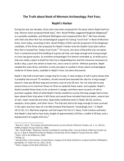 The Truth about Book of Mormon Archaeology: Part Four, Nephi`s