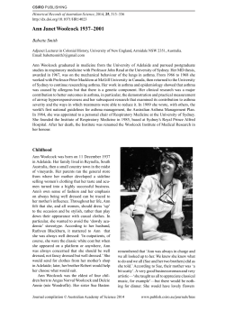 Ann Janet Woolcock 1937&ndash;2001 - Australian Academy of Science