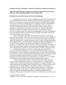 A Review of Why Does Tragedy Give Pleasure?