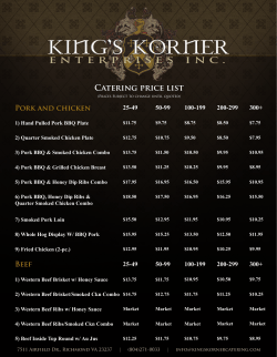 Catering price list - King`s Korner Catering