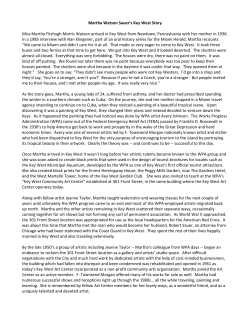 Martha Watson Sauer`s Key West Story