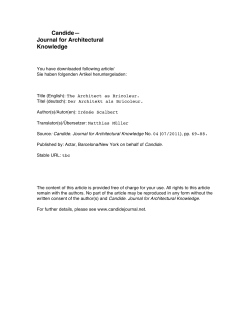 Candide&mdash; Journal for Architectural Knowledge