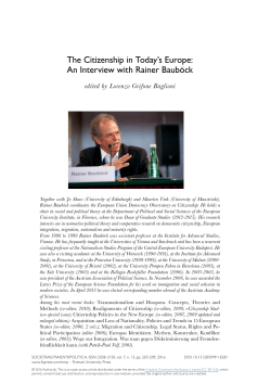 The Citizenship in Today`s Europe: An Interview with