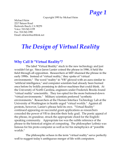 The Design of Virtual Reality