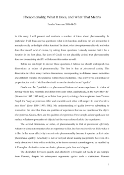 Phenomenality, What It Does, and What That Means