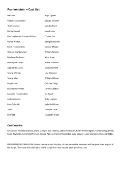 Frankenstein &ndash; Cast List