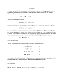 Homework 5 1. (30 pts) Hydrodealkylation is a process in which side