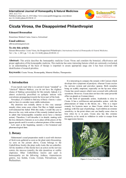 Cicuta Virosa, the Disappointed Philanthropist