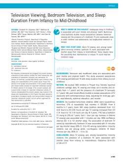 Television Viewing, Bedroom Television, and Sleep