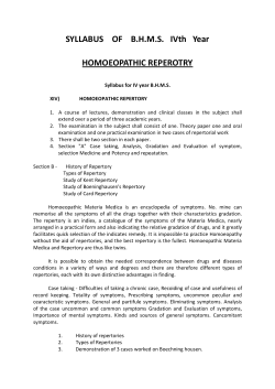 Syllabus for IV year BHMS