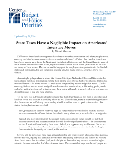 State Taxes Have a Negligible Impact on Americans` Interstate Moves