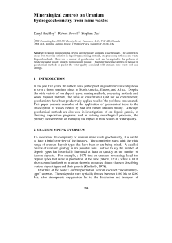 Geochemistry of Uranium Mining Wastes