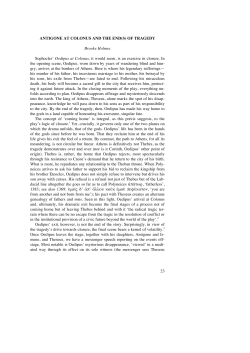 Antigone at Colonus - Scholars at Princeton
