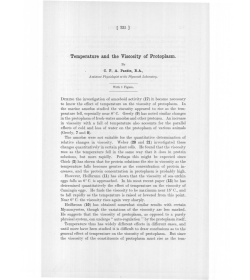 Temperature and the Viscosity of Protoplasm.