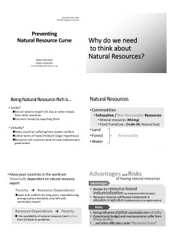 Risks and Advantages for a natural resource
