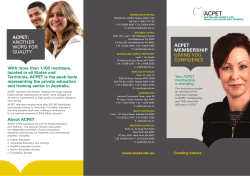 ACPET: ANOTHER WORD FOR QUALITY ACPET MEMBERSHIP