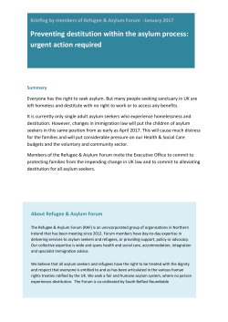 Urgent action required to end asylum seeker destitution