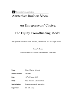 An Entrepreneurs` Choice: The Equity Crowdfunding - UvA-DARE