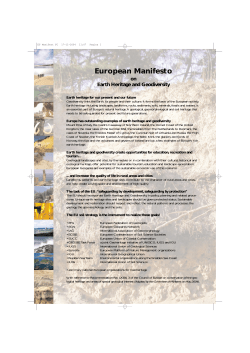 European Manifesto on Earth Heritage and Geodiversity