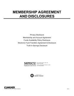 ME MEMBERSHIP AGREEMENT AND DISCLOSURES