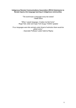 (IRCA) Submission to Inquiry into language learning in Indigenous