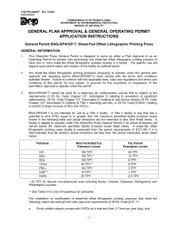 Instructions for Sheet-Fed Offset Lithographic Printing Press Permit