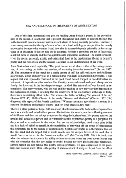 Sex and selfhood in the poetry of Anne Sexton