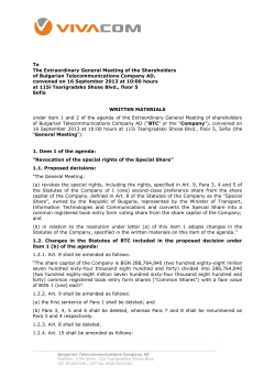 To The Extraordinary General Meeting of the