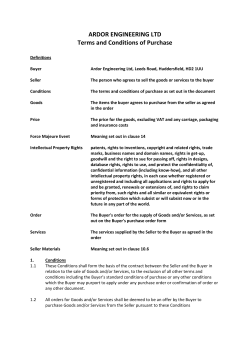 ARDOR ENGINEERING LTD Terms and Conditions of Purchase