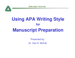 Using APA Writing Style Manuscript Preparation
