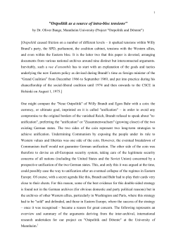 Ostpolitik as a source of intra-bloc tensions