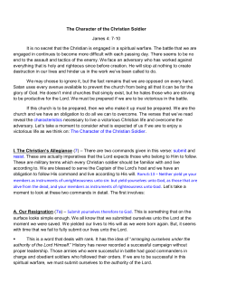 The Character of the Christian Soldier James 4: 7