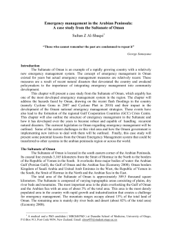 Emergency management in the Arabian Peninsula: A case study