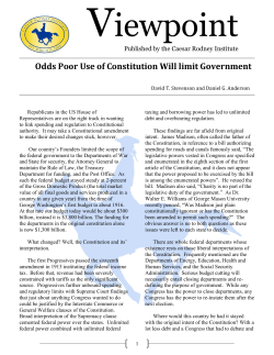 Odds Poor Use of Constitution Will limit Government