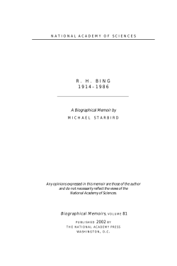 RH Bing - National Academy of Sciences