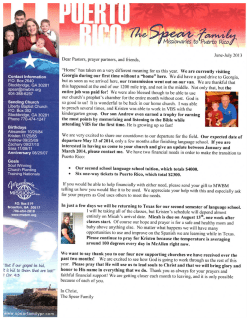 . 1Ft is kid to them that are lost." Dear Pastors, prayer partners, and