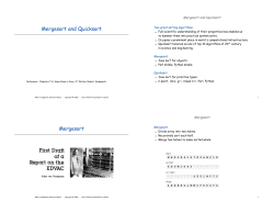 Mergesort and Quicksort Mergesort