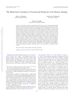 The Behavioral Correlates of Overall and Distinctive Life History