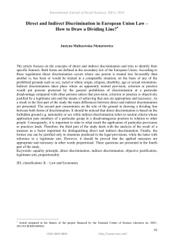 Direct and Indirect Discrimination in European Union Law