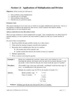 Section 1.4 Applications of Multiplication and Division