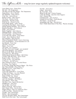 The Afterwhile - song list (new songs regularly updated/requests