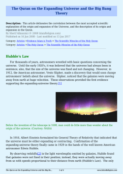 The Quran on the Expanding Universe and the Big Bang Theory
