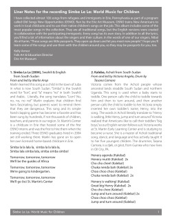 Liner Notes for the recording Simba La La: World Music for Children