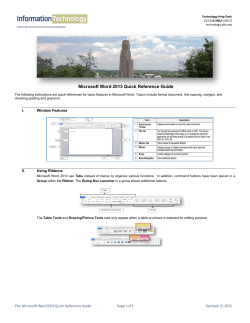 Microsoft Word 2013 Quick Reference Guide