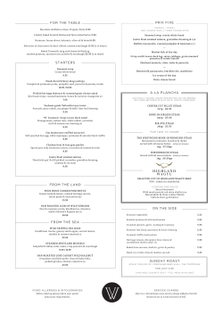 starters from the sea from the land for the table on the side prix fixe a