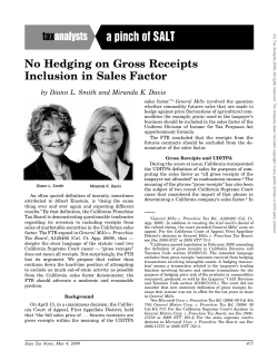 No Hedging on Gross Receipts Inclusion in Sales Factor