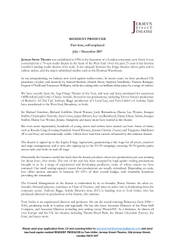 resident producer - Jermyn Street Theatre