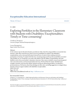 Exploring Portfolios in the Elementary Classroom with Students with