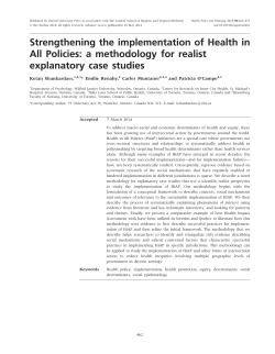 Strengthening the implementation of Health in All